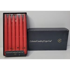 Colonial Candle Handipt 12" Taper Dinner Candles Red Set of 12 New Old Stock